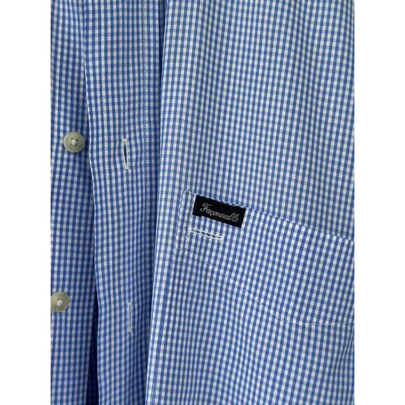 FAÇONNABLE Men’s Large Classic Fine Blue Stripe Dress Shirt Cotton Made in USA - Picture 3 of 6